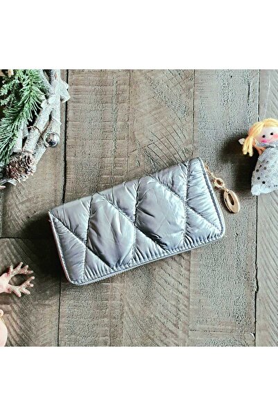 Produse.Top Portofel dama argintiu din material matlasat cu cusaturi fine geo...