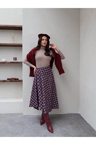 ESRAHELVACI Design Plaid Pattern Asymmetrical Skirt