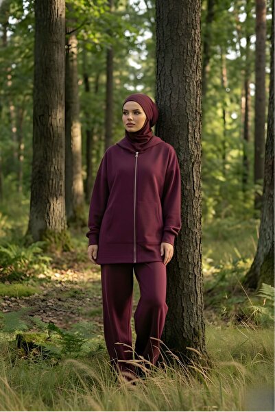 eyyebelle Γυναικείο υφασμάτινο κοστούμι μονόχρωμο με τσέπες καγκουρό με κουκο...