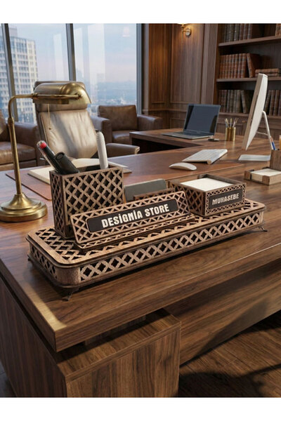 Woodia MASAÜSTÜ KALEMLİK İSİMLİK AHŞAP ORGANİZER