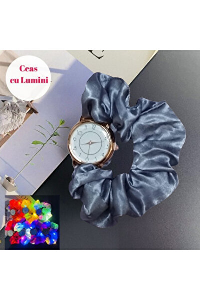 Produse.Top Ceas Dama Elegant cu led si funda gri fluorescenta cu becuri intermitente CDGV025