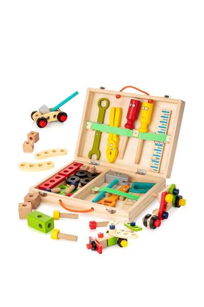 Generic Mixed Children's Tool Set with 34 Wooden Pieces - Creative DIY Educational Building Toy for Boys & G
