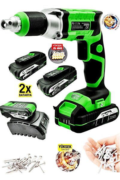 Saatistan 20 Ah Şarjlı Metal Şanzımanlı Otomatik Alçıpan Vidalama Çift Akülü