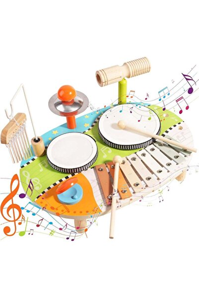 LBMT مجموعة طبول للأطفال الصغار - آلات موسيقية خشبية لمرحلة ما قبل المدرسة مع...