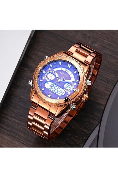 Produse.Top Ceas Barbati Digital Auriu Roziu cu bratara metalica + CUTIE CADO...