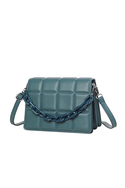 Produse.Top Geanta fashion eleganta cu clapeta si lant albastru din piele alb...