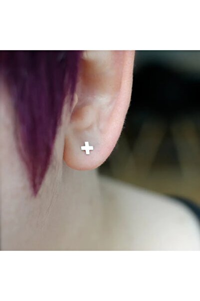 Produse.Top Cercei fashion din otel inoxidabil argintiu in forma de cruciulita CW79