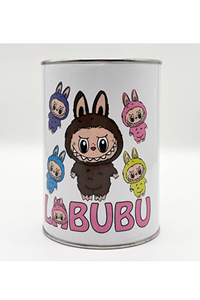 Dağtaş Kırtasiye Labubu Desenli Metal Kapaklı Kumbara 14 cm Beyaz Renk Orta B...