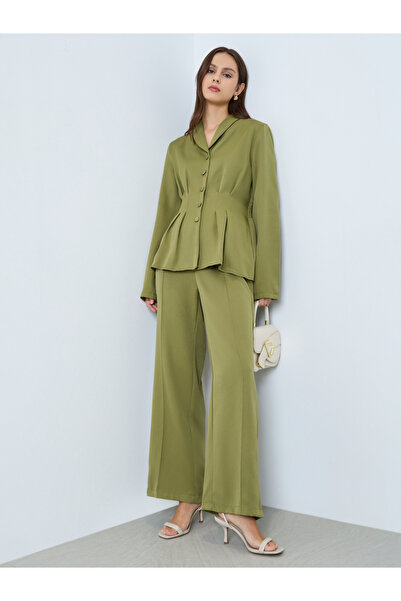 Take Two By Styli Olive Peplum Blazer and Trousers Co-ords