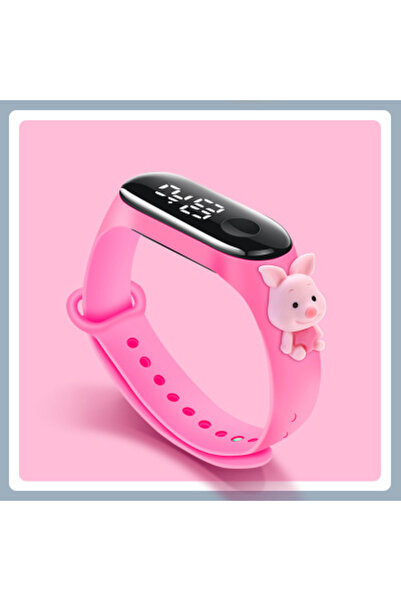 Produse.Top Ceas Copii roz cu cadran digital si bratara silicon reglabila cu purcelus QUARTZ CDQZ102