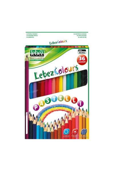 Lebez Set 36 creioane colorate 18 cm, hexagonale, copii varsta 3 ani+,6 ani+,...