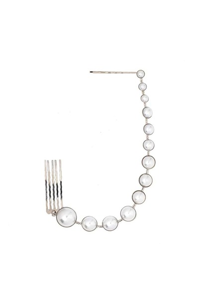 Produse.Top Lant de p?r argintiu elegant cu perle albe si pieptan LP01