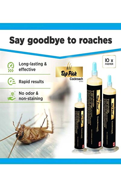 Top Pick طُعم جل للصراصير، 3 × 30 غرام - مُبيد للصراصير في الأماكن المغلقة وا...