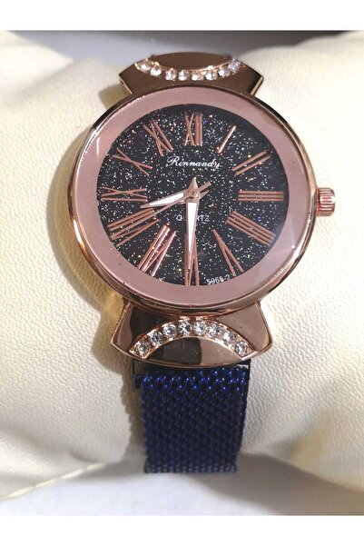 Produse.Top Ceas Dama Casual cu bratara magnetica albastra si cadran cu sclipici QUARTZ CDQZ095