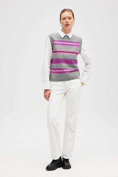 Peraluna Simone Women's Jacquard Knitwear - Gray Melange Multi