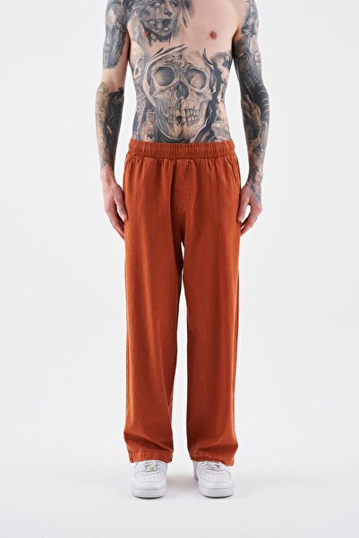 Machinist Men's Effected Washed Basic Sweatpants Orange
