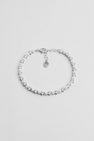 So CHIC... Amelie 18 Ayar Beyaz Altın Kaplama 19 Cm Gümüş İnci Bileklik