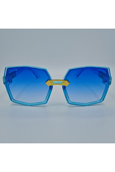 Produse.Top Ochelari de soare Dama Casual cu rama asimetrica albastra + Toc s...