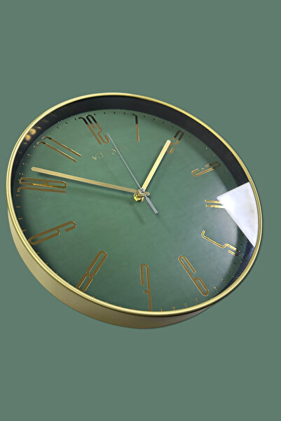 VOLANTE Sevilla-711 Altın Yaldızlı Altın Çerçeveli Gerçek Cam Modern İskandinav Dekoratif Sade ve Şık Duvar Saati