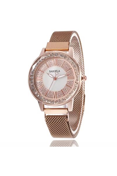 Produse.Top Ceas Dama Elegant Auriu si Alb cu bratara magnetica si cifre roma...