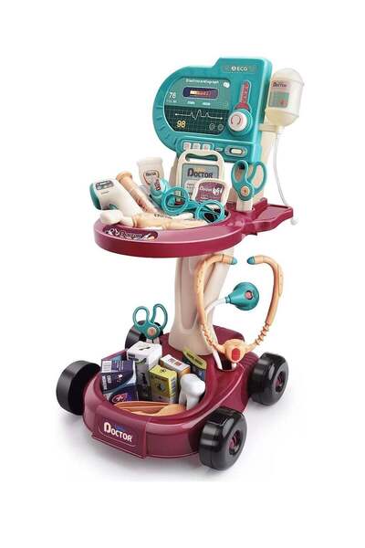 Generic Mixd Children's Doctor Playset - 24-Piece Pretend Medical Station with Mobile Cart and Lights