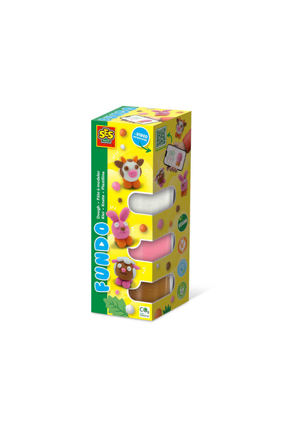 SES Creative Plastilina colorata vegana FunDo - Animale de la ferma (3 x 90 g...