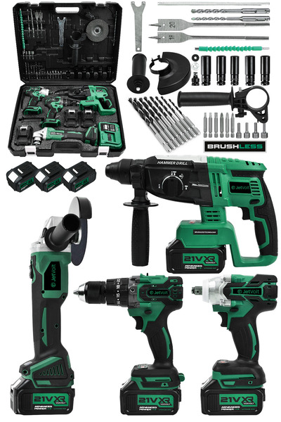 Saatistan 4'lü Şarjlı Güç Seti: Kırıcı, Delici, Taşlama, Somun Sökme ve Daha ...