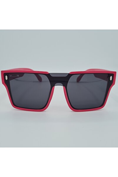 Produse.Top Ochelari de soare Unisex Casual cu rama asimetrica rosie + Toc si laveta GRATIS OSU002