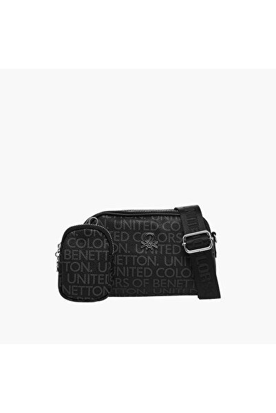 United Colors of Benetton UCB Signature Print Crossbody Bag with Pouch