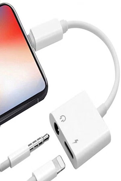 URBBKING محول سماعة رأس وشاحن لهاتف آيفون من آبل (أبيض) - شاحن سريع وموزع صوت إضافي (دونجل)