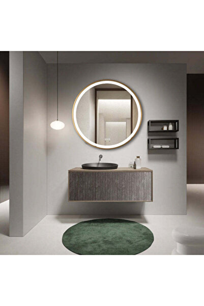 OEM LED Mirror 80×80 cm with Gold Frame, Motion Sensor, Dimmable, Clock & Demister