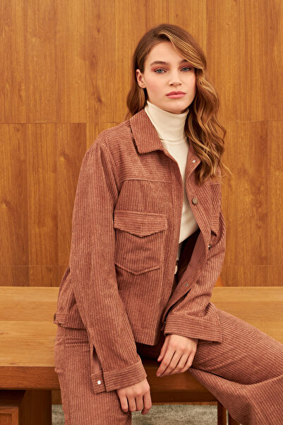 STELLA PULVIS Kahverengi Fitilli Kadife Gömlek Ceket