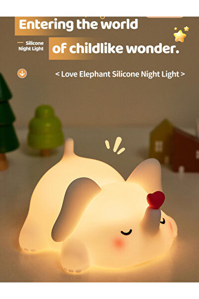 neşe palamudu Acornia Love Elephant Silikon Gece Lambası
