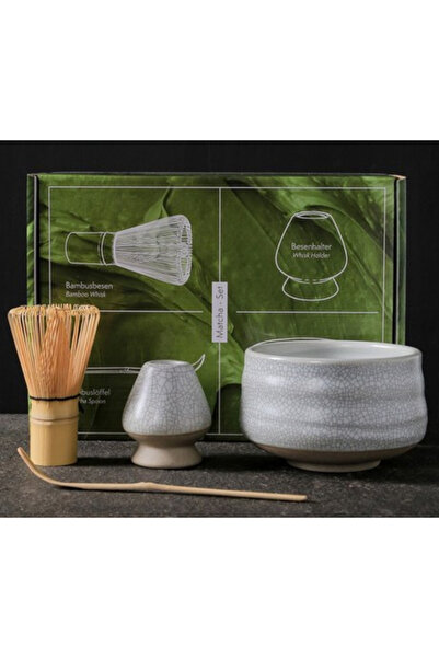 EHOME طقم خفاقة ماتشا مكون من 4 قطع، وعاء سيراميك فاخر مزود بفوهة، خفاقة من ا...