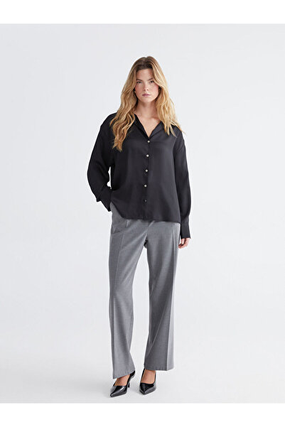 LC Waikiki Gray Elastic Waist Women's Pleated Trousers