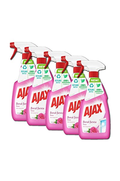 Ajax Floral Fiesta Flowers Bouquet Pink Window Cleaner Package, 500 ml X5