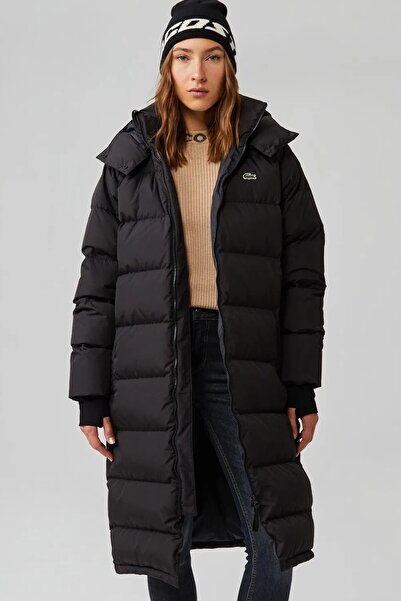 Lacoste Live down Fill Womens Parka Long Length Goose down Filled Detachable Hooded Women's Parka