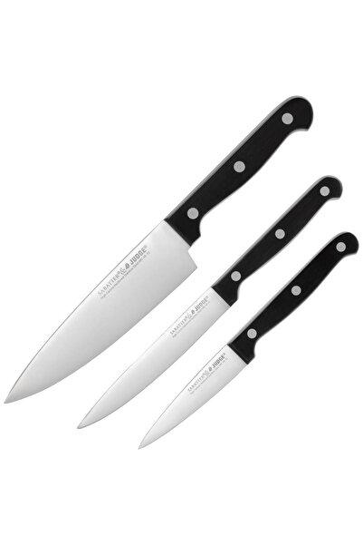 JUDGE Set de cuțite clasice din 3 piese, oțel X30 CroMov13, 9/11/15 cm, argintiu/negru