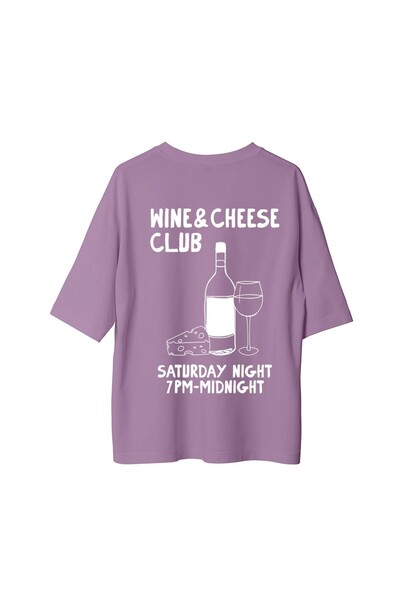 CANDLEMASTORE Wine Cheese Club - Oversized T-Shirt