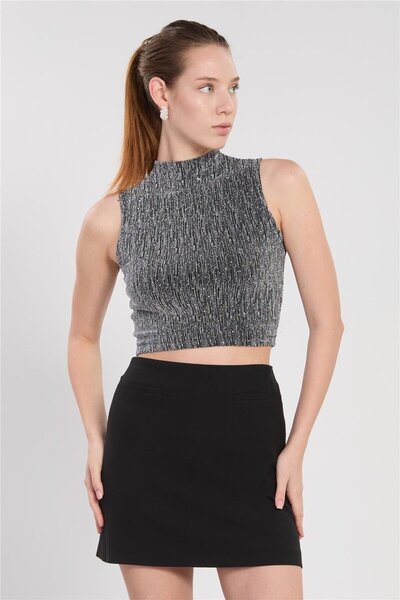 BARRELS AND OIL Women's Silvery Sleeveless Blouse - Gray