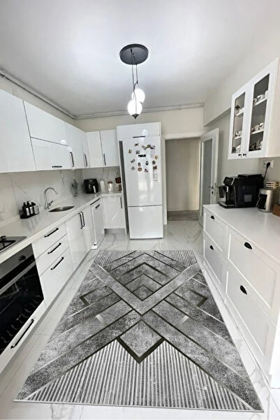 VOPTEKS Gri Halı Mutfak Halısı Makinede Yıkanabilir Halı Kaymaz Taban Halı