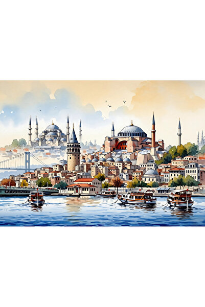 begovart Ayasofya , Sultanahmet Ve Galata Kulesi İstanbul Çizim 120 Parça Ahşap (MDF) Puzzle Yapboz