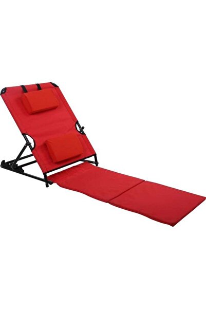 GREENLANDS كرسي استرخاء قابل للتعديل – أحمر مع مسند للقدمين