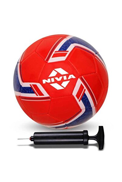 Nivia Spinner Football Machine Stitched with Pump 6" Combo (England) (Multicolor, Size -5)
