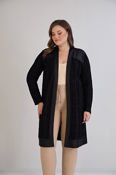 wearon tekstil KADIN MOTİF DESENLİ KRİSTAL KUMAŞ BÜYÜK BEDEN ÜST DÜZEY HIRKA