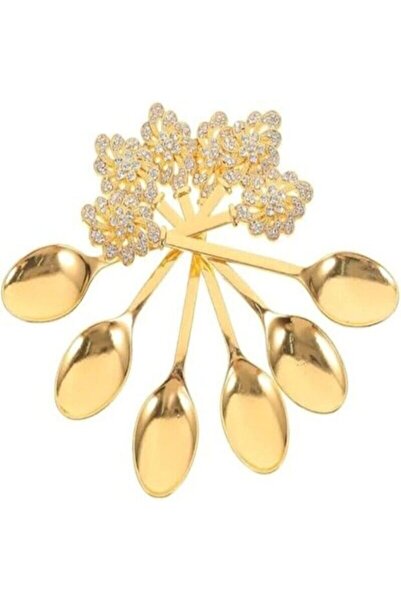 Generic Set of 6 Golden Mini Spoons - Titanium-Coated Stainless Steel Teaspoons (Model 2219)