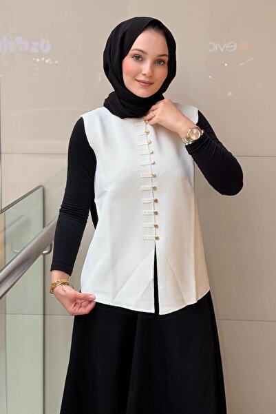 Ghisa Front Buttoned Vest with Long Front and Short Back