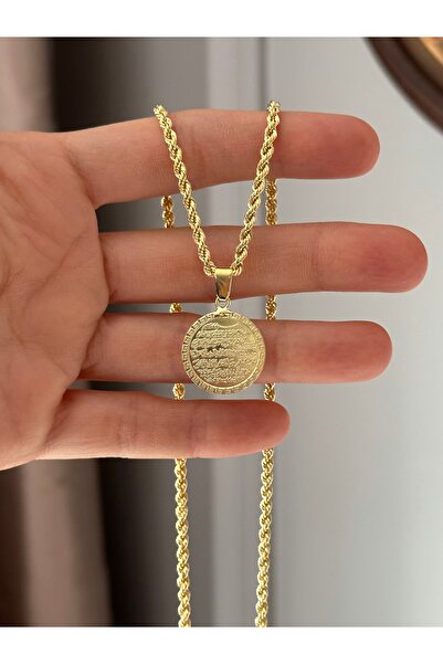 emy by emel luxury silver jewelry Altın Kaplama Ayetel Kürsi Uçlu Burgu Zinci...