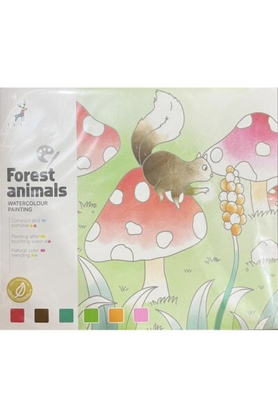 yuelu Set de pictură cu 20 de coli, 6 acuarele și 1 pensulă - animale sălbatice