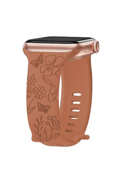 Sarphia Store Curea din silicon gravată cu motive florale pentru Apple Watch ...